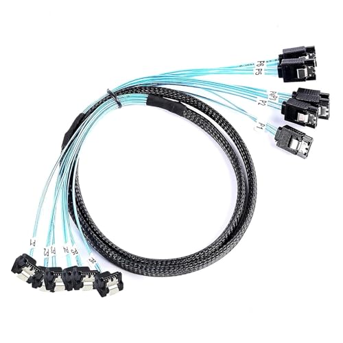 Cable SATA 12Gbps ángulo derecho 0.5 m set 6 piezas miniatura 5