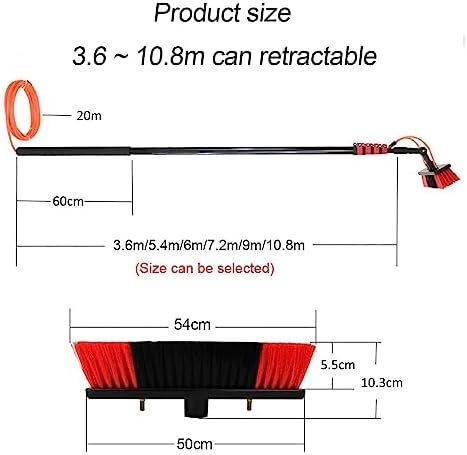 Window Cleaning Telescopic Cleaner Wash Brush Kit Adjustable Pole Length，Telescopic Window Cleaner,3.6-10.8m Telescopic Water Fed Window Cleaning Pole,Hose Fed Extended Brush Tool Kit,Solar