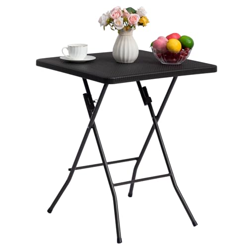 HollyHOME Table Pliante Carrée 87cm Petite Table pour Jardin Balcon Cuisine Camping Pique Nique Fête Tables de Salle Extérieure Intérieure, Marron