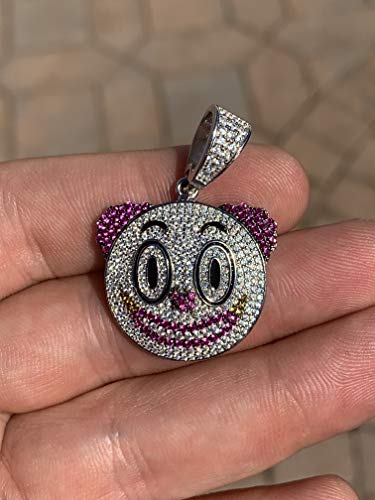 HarlemBling Solid 925 Sterling Silver Iced Clown Emoji Pendant - Smile Face Hip Hop2