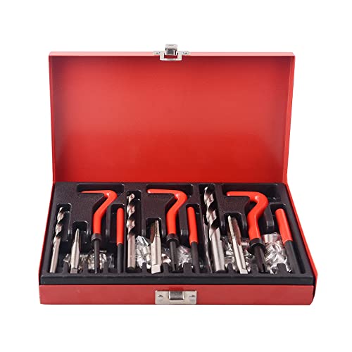 Juego de reparación de roscas Helicoil M6 M8 M10 de 88 piezas, insertos de rosca y brocas