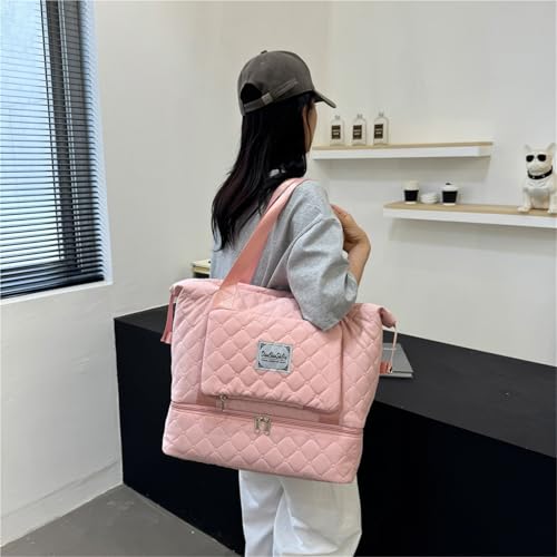 Large Capacity Travel Duffle Bag Sports Gym Yoga Tote Weekend Overnight Bag And Luggage Organiser(Pink A)2