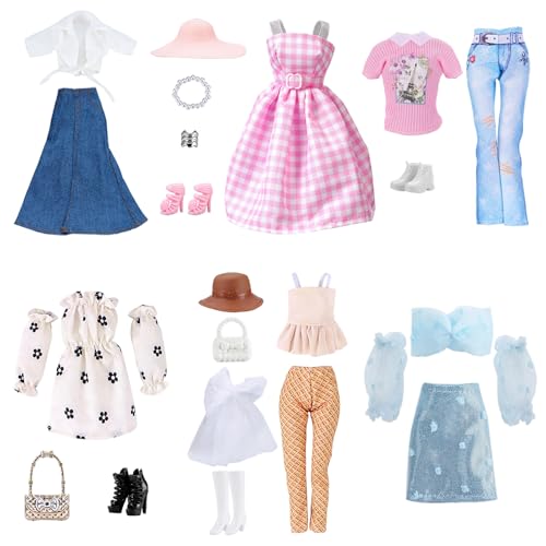 UJBVCX 26Pcs Vêtements & Accessoires de Poupée, 6 Robes Mini Costume de Vêtements, Nouvelles Vêtements de 11.5 Pouces Fille Kit de Mode