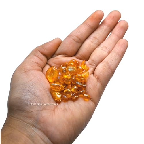 Image of Amazing Gemstone Tangerine Aura Quartz Crystal Chips Aquarium Gravel Rocks - Aura Quartz Chips Bulk Fish Tank Gravel, Small Tumbled Stone Chips and Tiny Crystals for Decoration (1000+ Carat Chips)