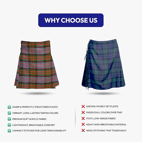 Image of 8 Yard Mens Kilt - Authentic Tartan Kilt for Men Highland Outfit for Weddings & Traditional Scottish Wear