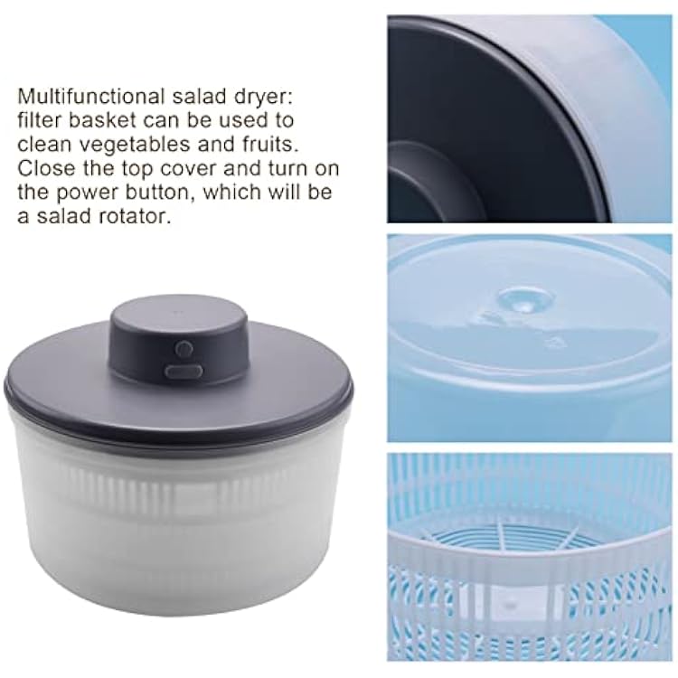 Electric Salad Spinner-Lettuce Vegetable Dryer USB Rechargeable Quick Drying Lettuce Spinner Material Bowl