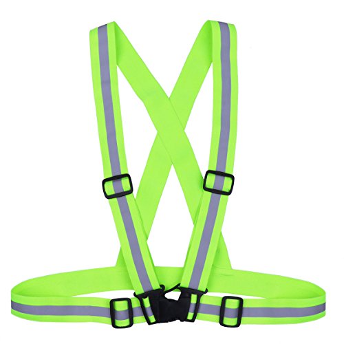 Creative Product CHICTRY Reflective Vest High Visibility Elastic Lightweight Adjustable Safety Belt Vest for Running Walking Jogging Cycling Motorcycle Outdoor Activities Green One Size