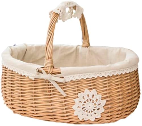 FEMUN, Cesta de picnic, cesta, cesta de mimbre, juego de cesta de picnic, cesta de picnic para 2, cesta de picnic aislada, adecuada para canasta de