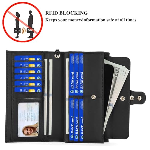 Custom Wristlet Wallet,Personalized Engraved Name Wallets with RFID Blocking Large Capacity Clutch Purse Credit Card Holder with Zipper Pocket for Women (Style 2-Black)3