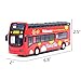 Ailejia City Bus Sightseeing Double Decker Bus Model Open Top Pull Back Toy Die Cast Pull Back Vehicles Mini Model Car Lights and Music (Red)