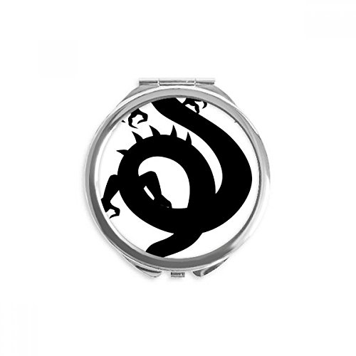 Miroir rond de poche motif dragon silhouette chinois pour maquillage sac à main