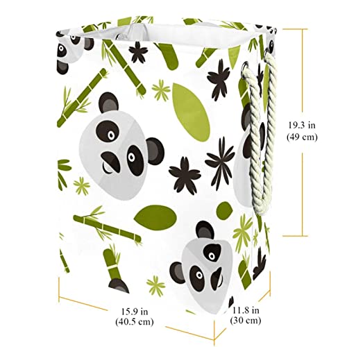 Panier à linge panda personnalisé grand format en tissu avec poignées solidifiées