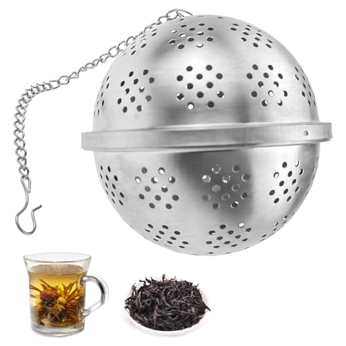 Spice Ball Small for Cooking, Tea Infuser, Stainless Steel Tea Ball Strainer Spice Infuser, Soup Seasonings Seperation Basket with Extended Chain Hook for Brewing Tea Spices Seasonings
