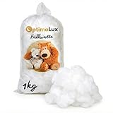 Optima Lux 1kg Füllwatte Hochflauschig – Premium Füllmaterial für Kissen, Kuscheltiere, Amigurumi & Bastelwatte – 100% Polyester Fasern, Waschbar, Formbeständig, Stopfmaterial Weiß