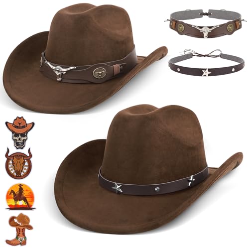 Chapeaux de cowboy pour fête à thème lot de 2 marron taille XXXS