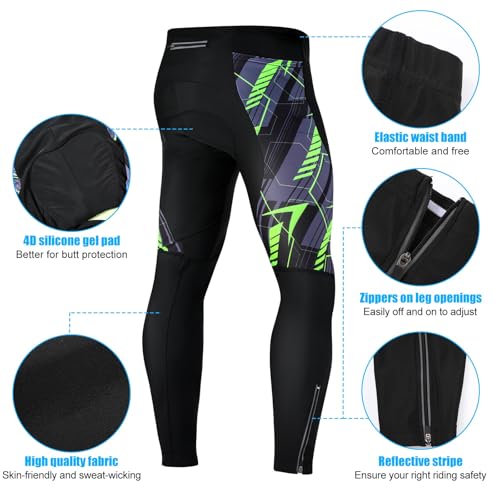 Geyoga 2 pares de calças masculinas acolchoadas 4D para bicicleta de estrada leggings longas para ci