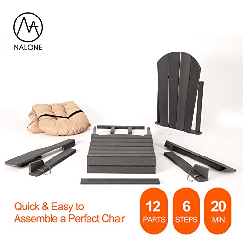 Nalone Folding Adirondack Chair With Cushion With Cup Holder, Hdpe Plastic Oversized Patio Chair Weather Resistant, Used In Outdoor, Fire Pit, Deck, Garden, Campfire Chairs (Grey) #TOP5