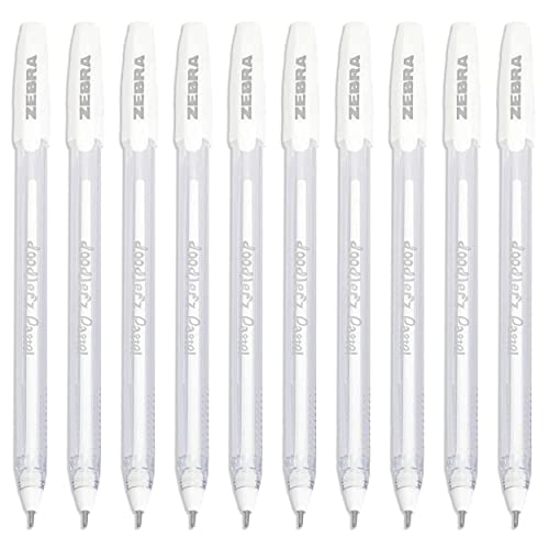 Zebra Doodler'z Lot de 10 stylos à bille pastel 1 mm Encre blanche Cover