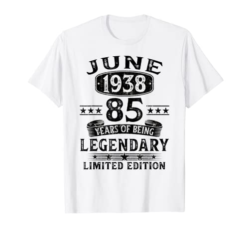 Regalo 85 Años Cumpleaños Hombre Mujer Hecho En Junio 1938 Camiseta