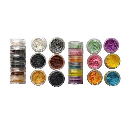 Image of Mica Powder Set (Pack of 12) - Vibrant, Cosmetic-Grade Pigments for Resin Art, Soap Making, DIY Crafts, Epoxy Resin, and More - Non-Toxic, Multicolor Powder