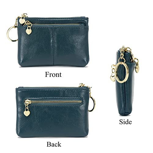 Zooeass Women Pu Leather Zip Mini Coin Purse With Key Ring Triple Zipper Card Holder Wallet (Jade) #TOP2