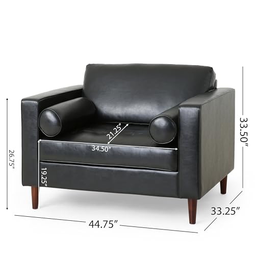 Sillón club tapizado negro con cojines miniatura 3