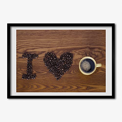 Cadre en bois Tulup 70x50 cm avec peinture design J'aime Le Café chic