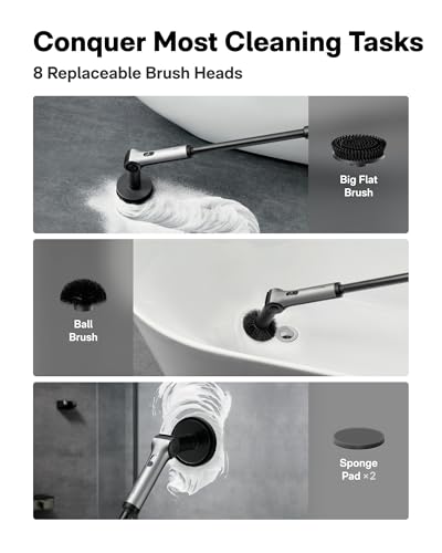 Image of HOTO Flexi Cordless Electric Spin Scrubber + 3 Pcs Replacement Brush Heads + 4 Pcs Replacement Pads