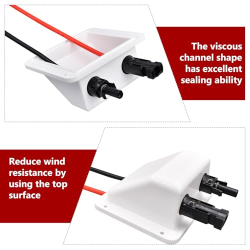 Solar Doppel Kabeldurchführung, ABS Solar Doppel-Kabeldurchführung, UV-Beständigkeit Dachdurchführung Solar Kabeldurchführung mit 10 ft flexiblen Kupferkabel für Wohnmobil, Boot, Wohnwagen, Marine