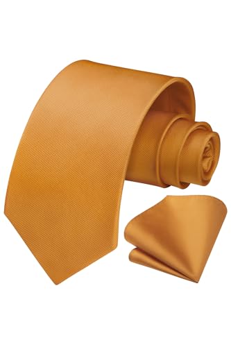 Image of HISDERN Mens Ties Solid Color Ties for Men Formal Necktie with Pocket Square Set Satin Silk Neck Tie Handkerchiefs Set