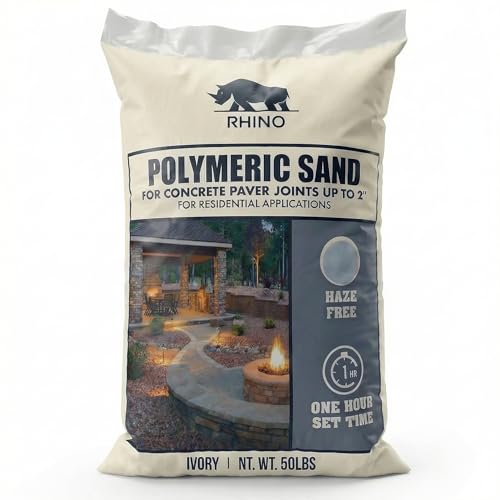 Rhino Power Bond Plus Polymeric Sand for Pavers, Ivory Jointing Paver Sand for Stone and Brick Installations, 50 Pound Bag for Concrete and Masonry Projects