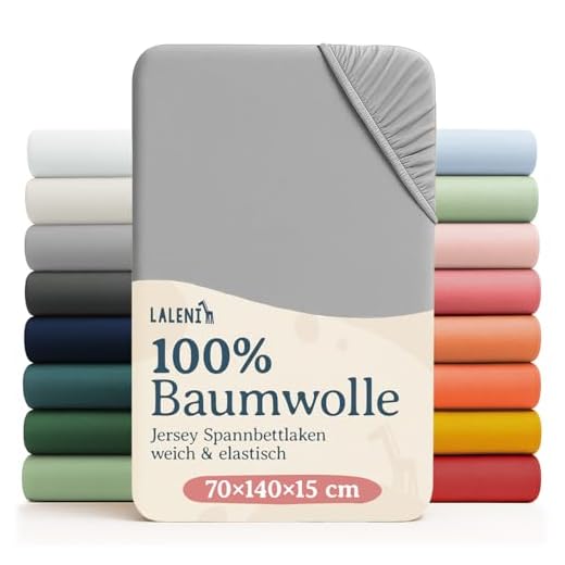 Laleni Spannbettlaken für Babybett Kinderbett - 60x120 bis 70x140 cm, atmungsaktiv, 100% Baumwolle, 2-teilig, grau und grau