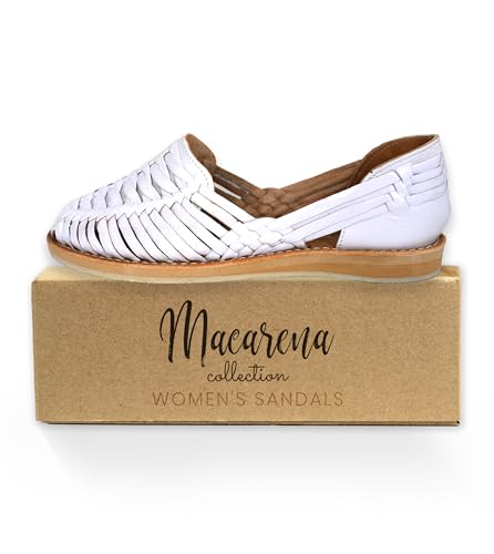Image of Macarena Collection Womens Shoes Leather Sandal Flat for Women | Huarache Handmade Mexican Sandals | Comfortable & Stylish Womens Sandals 3050