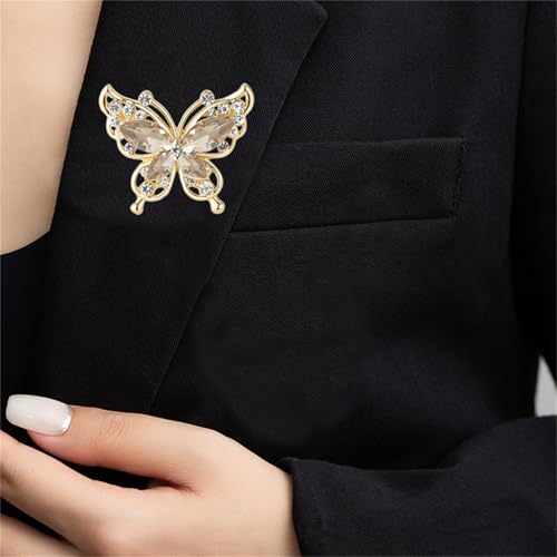 Image of coadipress Butterfly Brooch Pins Chic Romantic Elegant Rhinestone Crystal Insect Brooch Pin Women Corsage Scarf Shawl Clothing Accessories Wedding Party Banquet