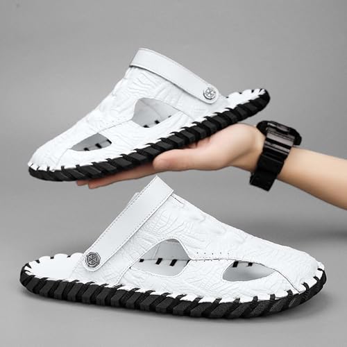 Hand sewn genuine leather breathable beach sandals for summer, lightweight casual slippers3