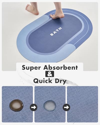 Image of MontVoo Bath Mat - Non Slip, Quick Dry, Stain Resistant Bath Mat Rug for Bathroom Floor - Easy Care Shower Rug for Outside Bathtub - 17 inchx27 inch Navy