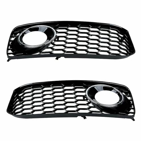 2個 A5 車用フロントバンパー フォグランプ ランプ グリル グリルカバー メッシュ ハニカム 六角形 A5 B8 S-Line S5 ハニカム 2008-2012 対応(Chrome)