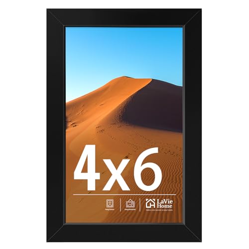Image of LaVie Home 4x6 Picture Frame for Wall Display, 4x6 Black Picture Frame with HD Plexiglas, 4 x 6 Frame 1 Pack, Display Frame for Vertical or Horizontal, Classic Collection