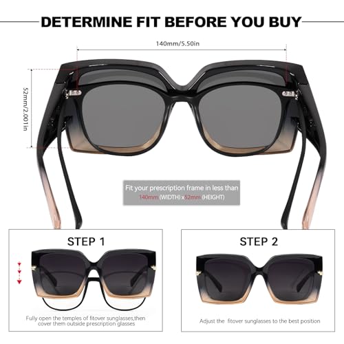 Trysee Oversized Polarized Fit Over Sunglasses for Women, Trendy Driving Shades to Wear Over Glasses UV Protection TS75193