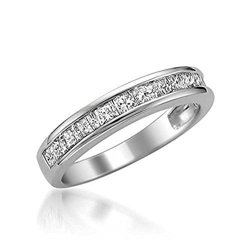 Platinum Princess-Cut Diamond Bridal Wedding Band Ring (1 cttw, G-H, VS2)2