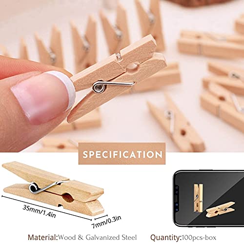 Clothes-Pins-Mini-Clothespins-Mini-Clothes-Pins-for-Photo-100-Pack-Wooden-Small-Clothes-Pin-with-Storage-Box-Tiny-Decorative-Clothespin-for-Little-Baby-Shower-Photos-Clips-Pictures-Crafts-Display