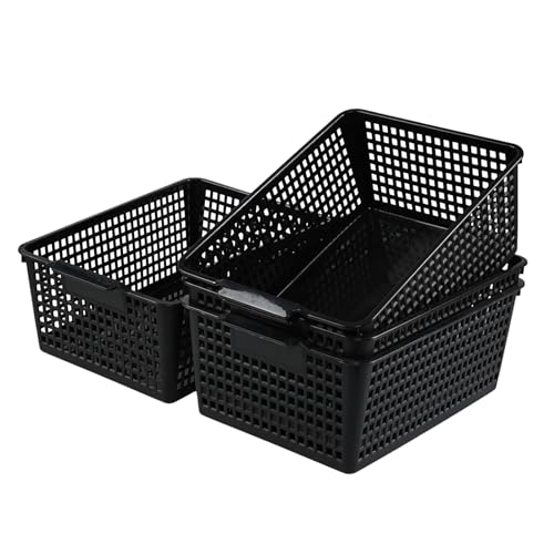 Waikhomes Large Rectangular Storage Baskets, Plastic Cupboard...