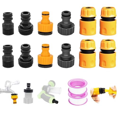 12 Pièces Plastique Adaptateur Tuyau Arrosage Kits de Raccordement 1 Pouce 1/2 Pouce 3/4 Pouce, FORMVERSITY Nez de Robinet Embout Robinet Tuyau d'Arrosage,...
