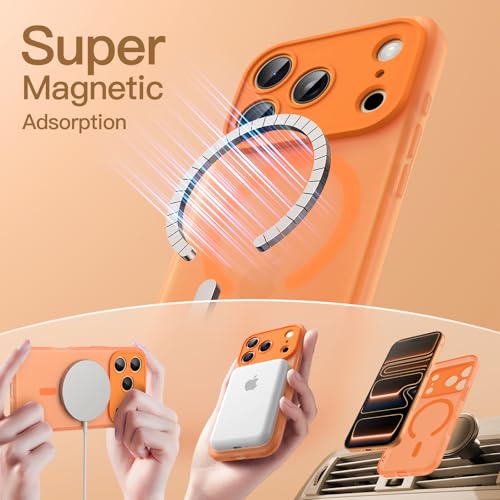 Image of JETech Magnetic Matte Case for iPhone 17 Pro Max, Orange | Compatible with MagSafe, Translucent Frosted Soft TPU Cover, Anti-Yellowing, Anti-Fingerprint, Shockproof
