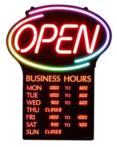 Newon 19' x 25' LED Open Sign – Programmable Business Hours, 7 Border Colors PLUS 7 Animation Effects & Ultra-Bright Multi-Color Neon Lights – High Visibility Display for Business, Restaurant, Bar, Retail Store