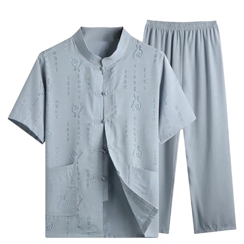 Ensemble de chemise d'été manches courtes coton lin homme décontracté