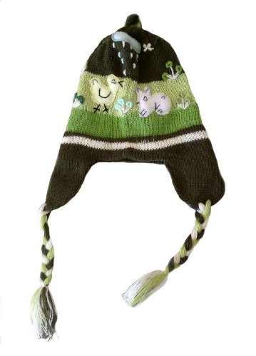 Bonnet d'hiver enfant chaud noir ALP acaandmore avec oreillettes brodées unisexe 2-7 ans
