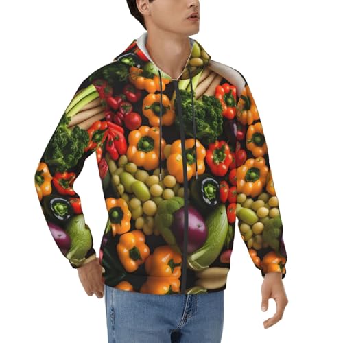 Sweatshirt à capuche homme imprimé légumes et fruits style décontracté