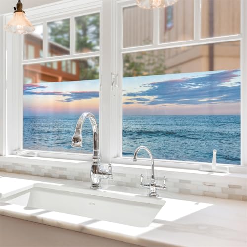 Fensterfolie BlickdichtBlaues Meer Folie Fenster Sichtschutz Milchglasfolie...