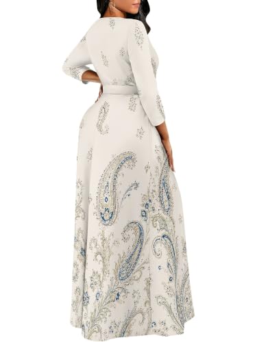 Image of PinkPatty Women's Long Sleeve Maxi Dress Plus Size Casual V Neck Wrap Dress with Pockets&Belt
